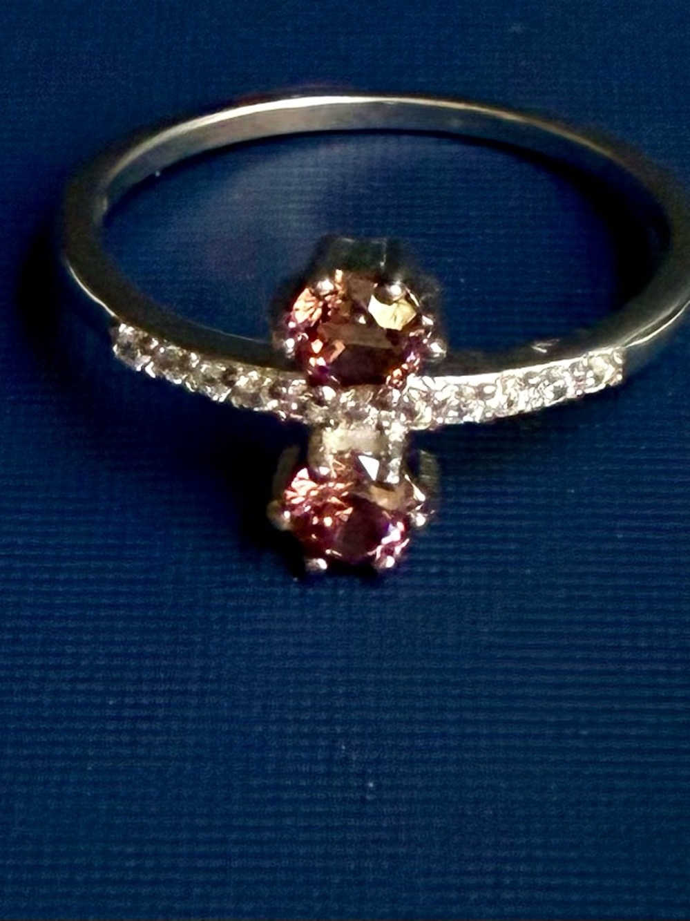 Bomb Party .925 Sterling Silver
Ring Size 8- Pink/Purple Gemstones & CZ Accent